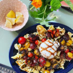 summer heirloom tomato and burrata pasta